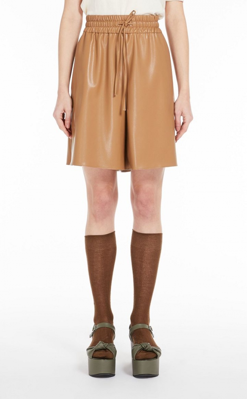 MaxMara Loose-fit Shorts With Drawstring Trousers CAMEL | MMR593755