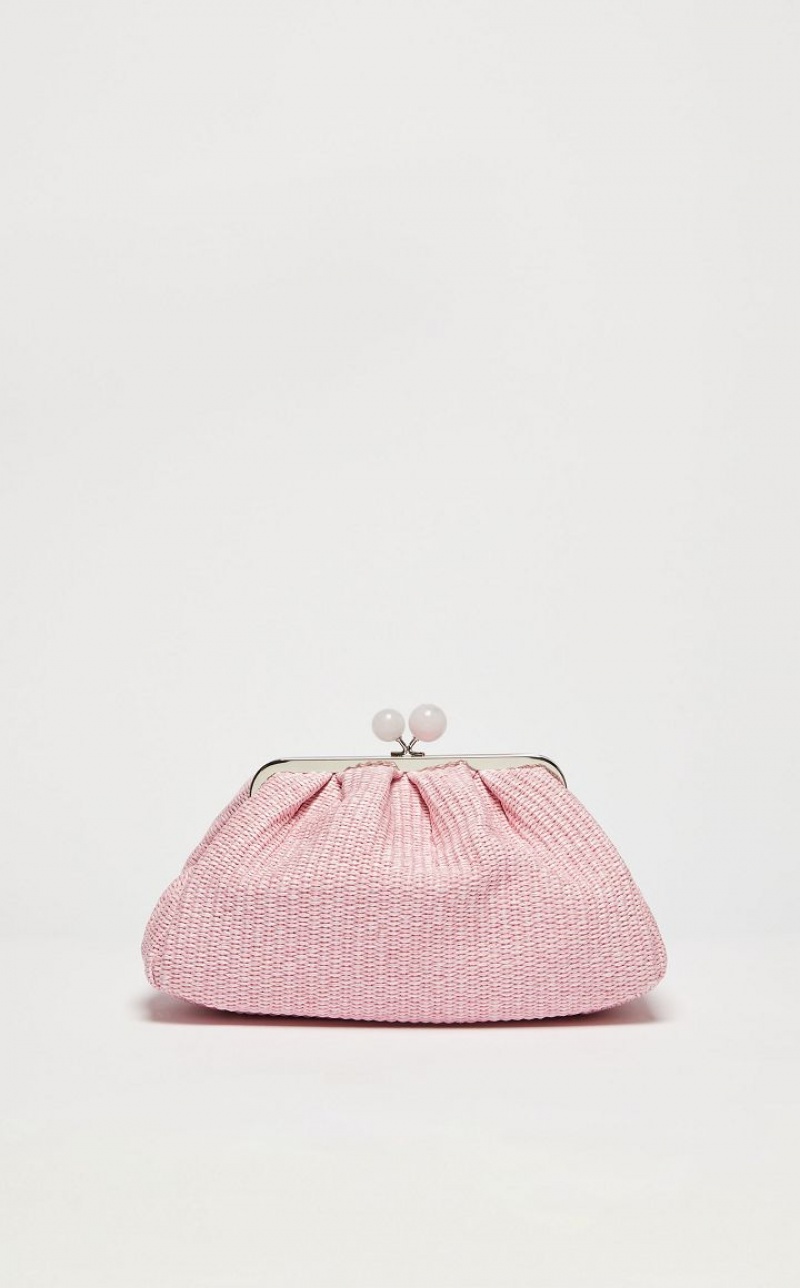 MaxMara Medium Pasticcinoin Raffia Weekend Bag PINK | MMR594166