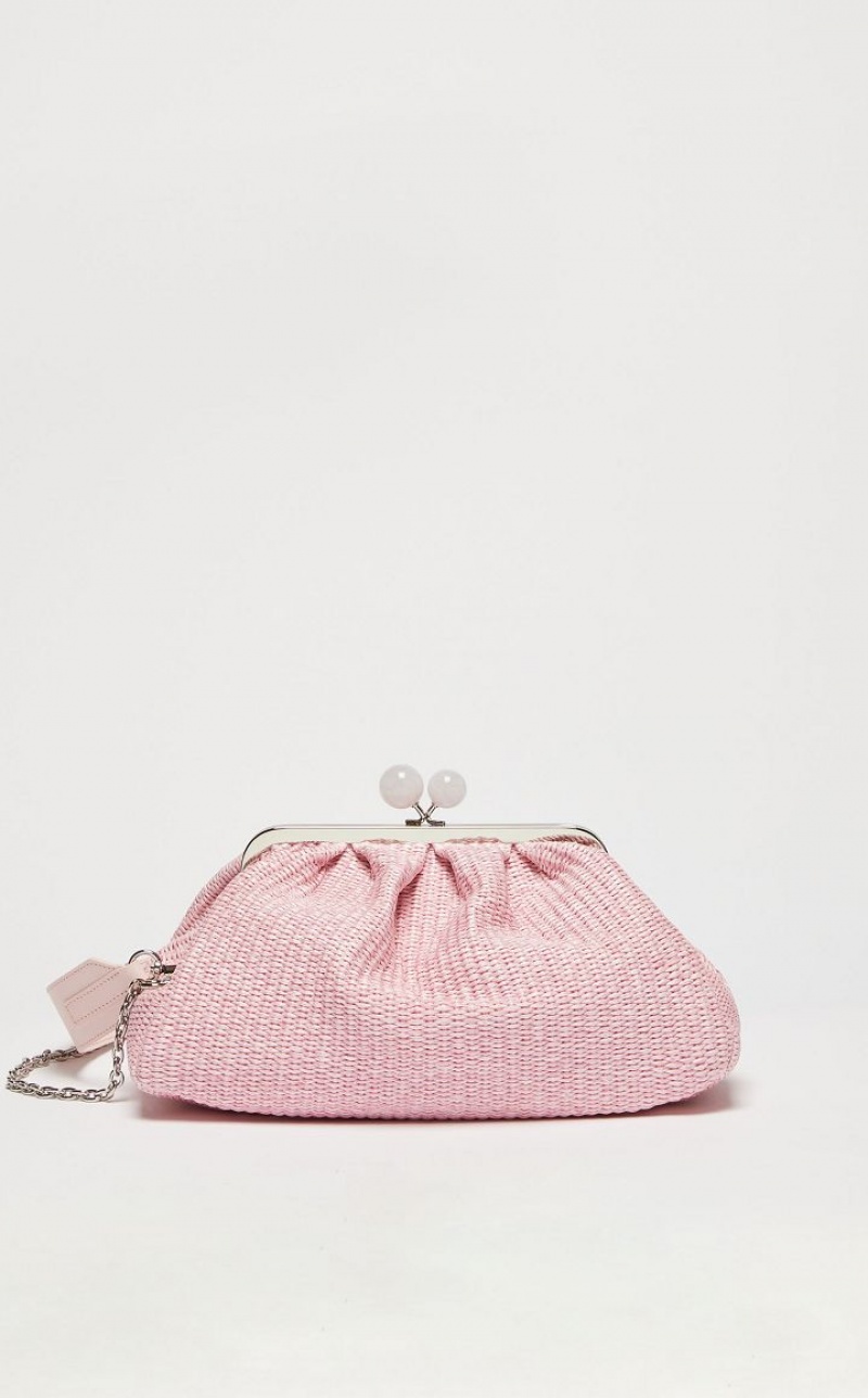 MaxMara Medium Pasticcinoin Raffia Weekend Bag PINK | MMR594166