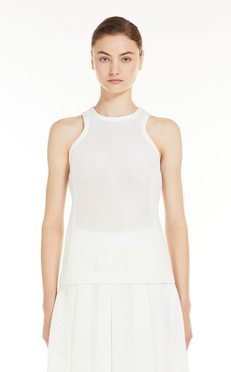 MaxMara Mesh-effect Technical Jersey Tops PLATINUM | MMR593634