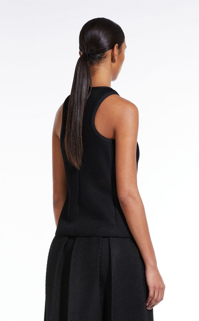 MaxMara Mesh-effect Technical Jersey Tops BLACK | MMR593663