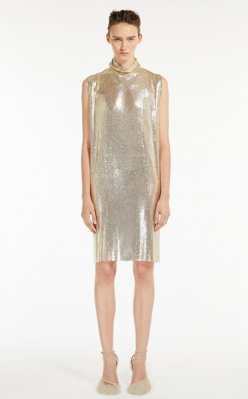 MaxMara Metallic-knit With Cut-out Detail Dresses ANTIQUE ROSE | MMR593284