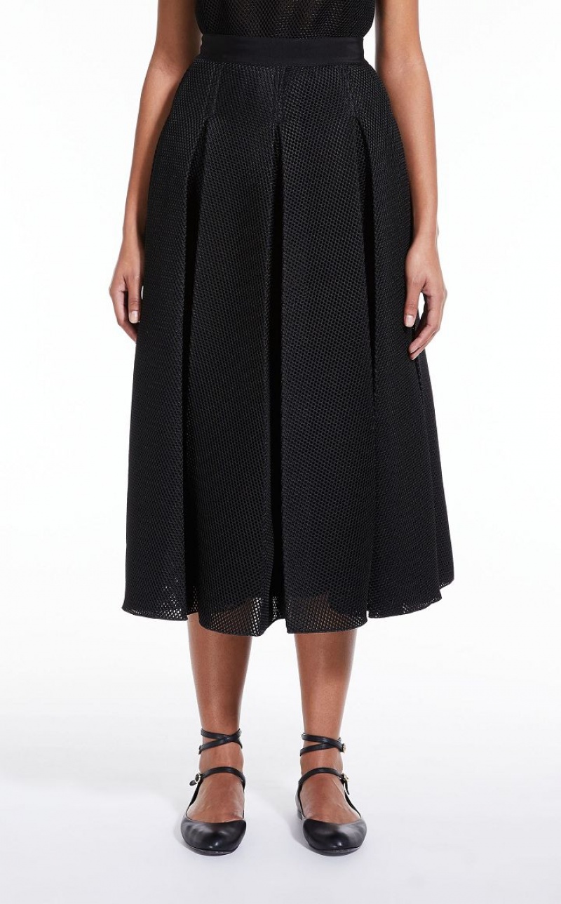 MaxMara Midi In Mesh Effect Jersey Skirts BLACK | MMR593717