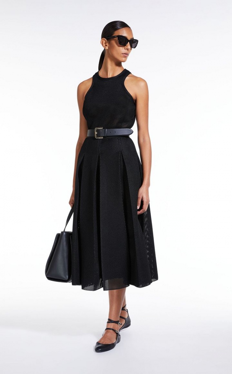 MaxMara Midi In Mesh Effect Jersey Skirts BLACK | MMR593717