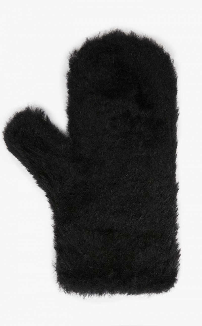 MaxMara Mittens In Teddy Fabric Gloves BLACK | MMR594234