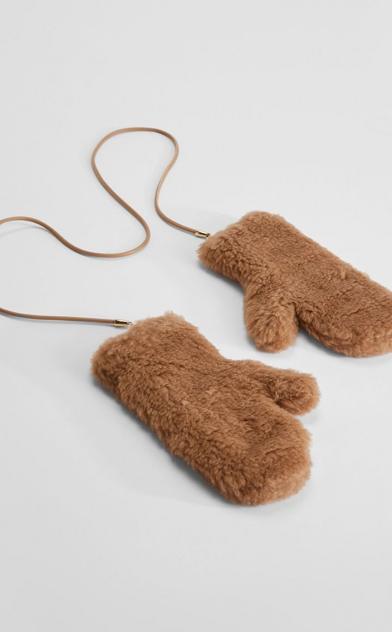 MaxMara Mittens In Teddy Fabric Gloves CAMEL | MMR594236