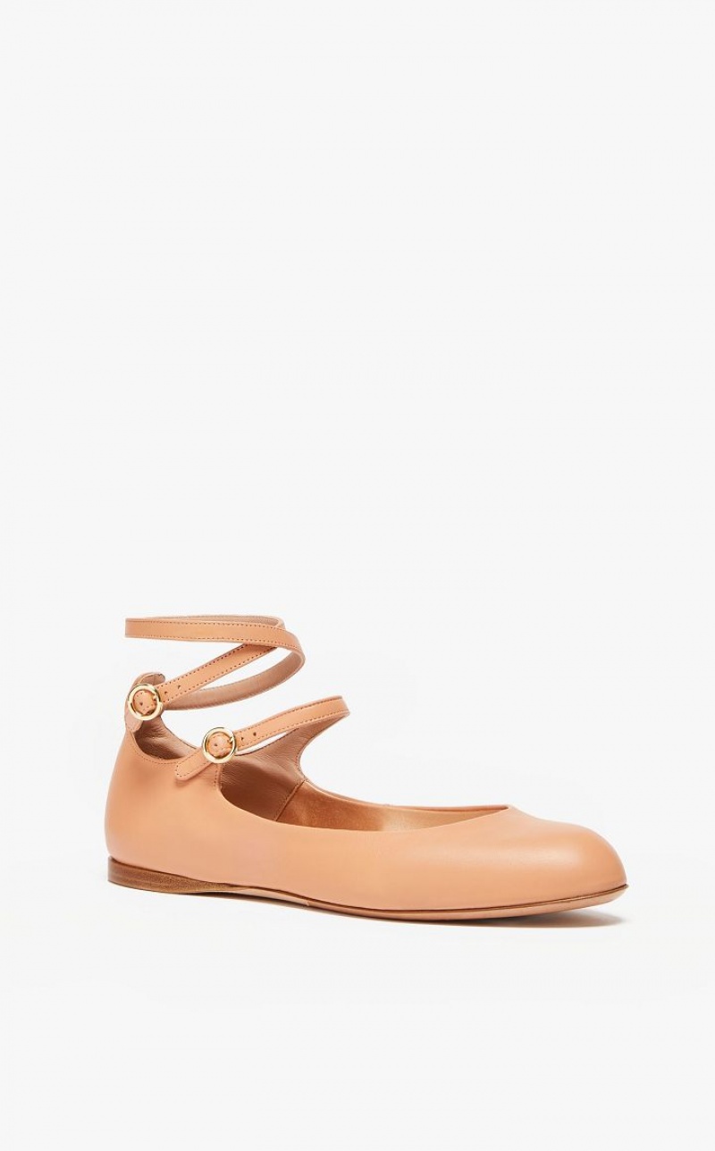 MaxMara Nappa Leather Ballet Flat Shoes MELON | MMR594221