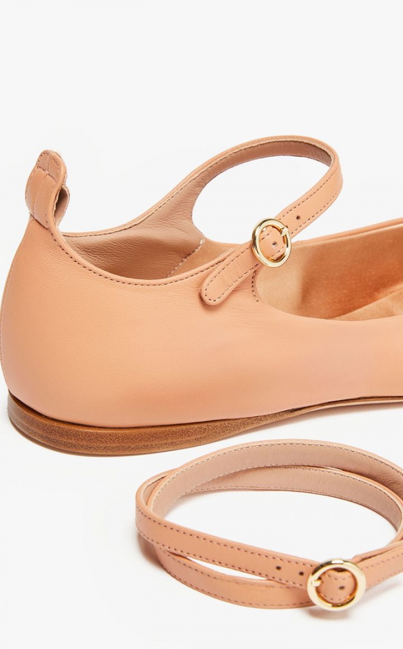 MaxMara Nappa Leather Ballet Flat Shoes MELON | MMR594221