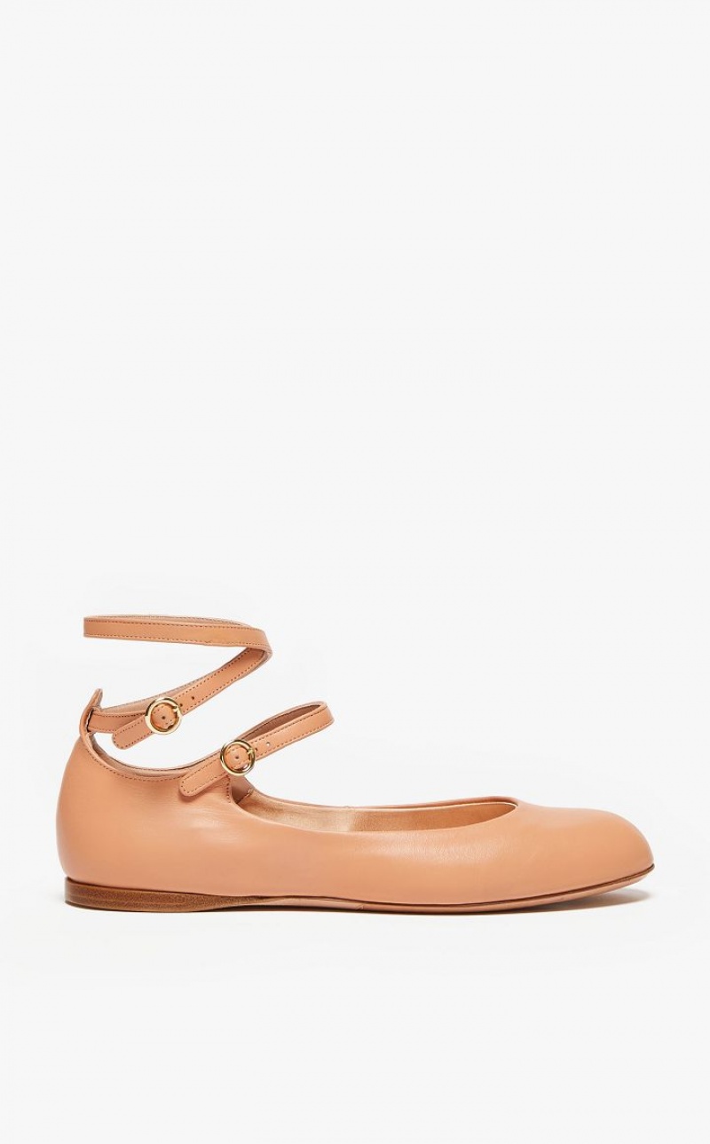 MaxMara Nappa Leather Ballet Flat Shoes MELON | MMR594221