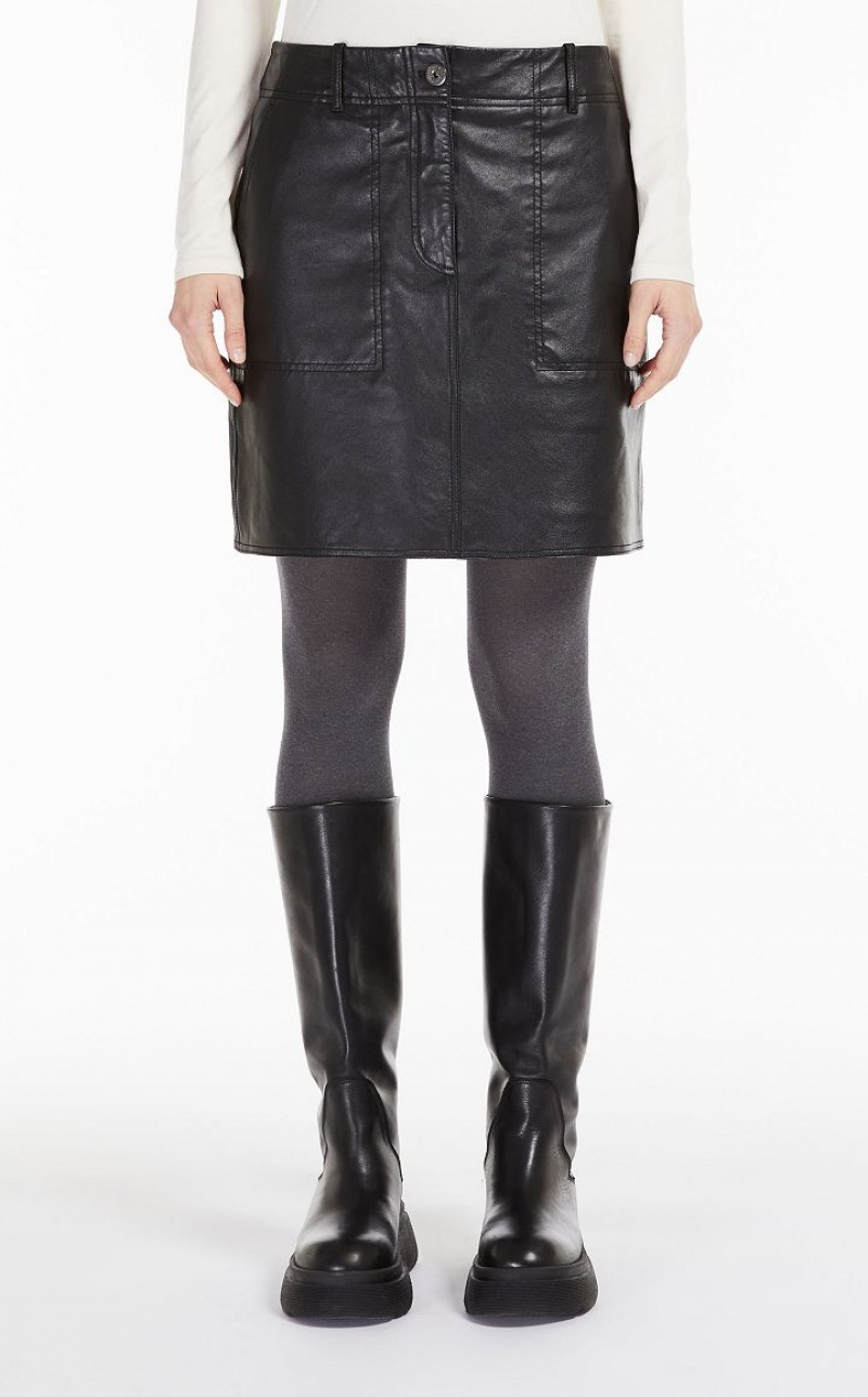 MaxMara Nappa Leather Mini Skirts BLACK | MMR593688