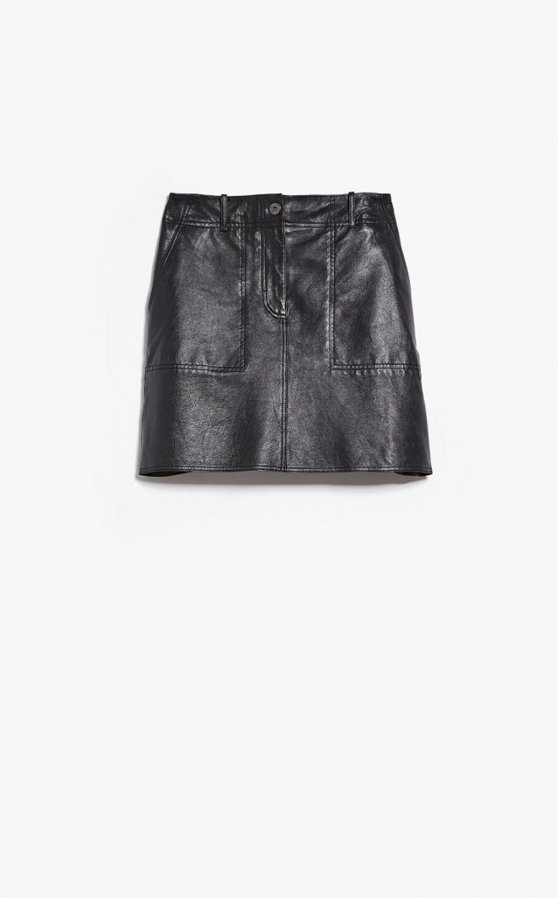 MaxMara Nappa Leather Mini Skirts BLACK | MMR593688