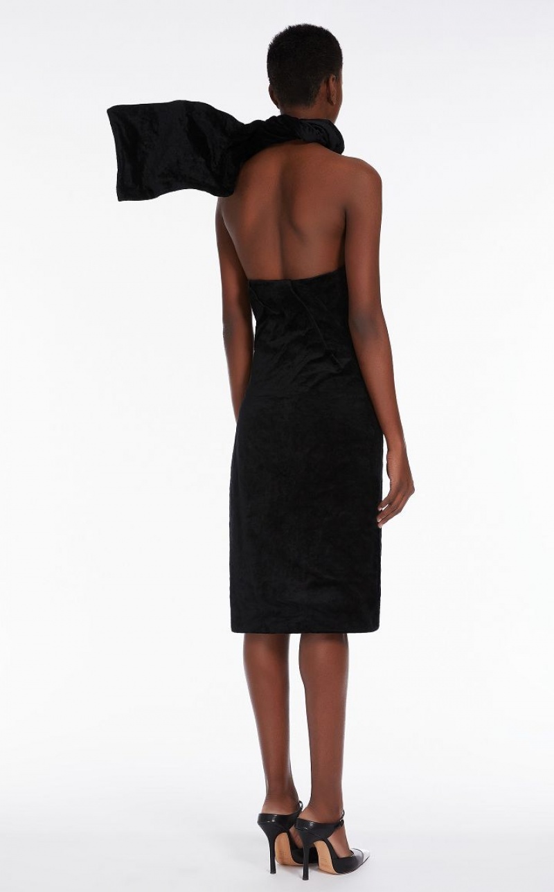 MaxMara One-shoulder Velvet Dresses BLACK | MMR593294