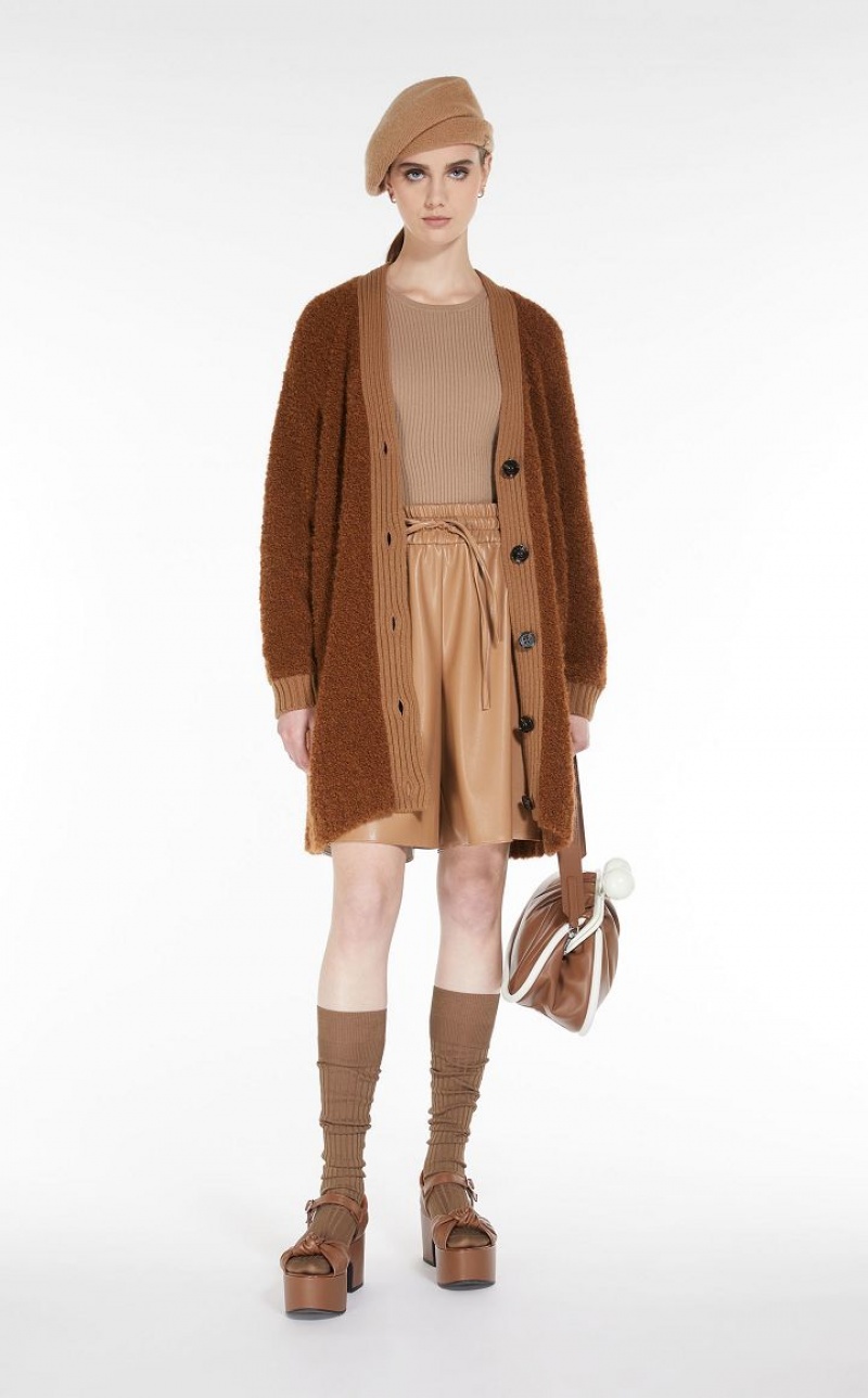 MaxMara Oversized Cardigan In Alpaca And Wool Knitwear CARAMEL | MMR593434