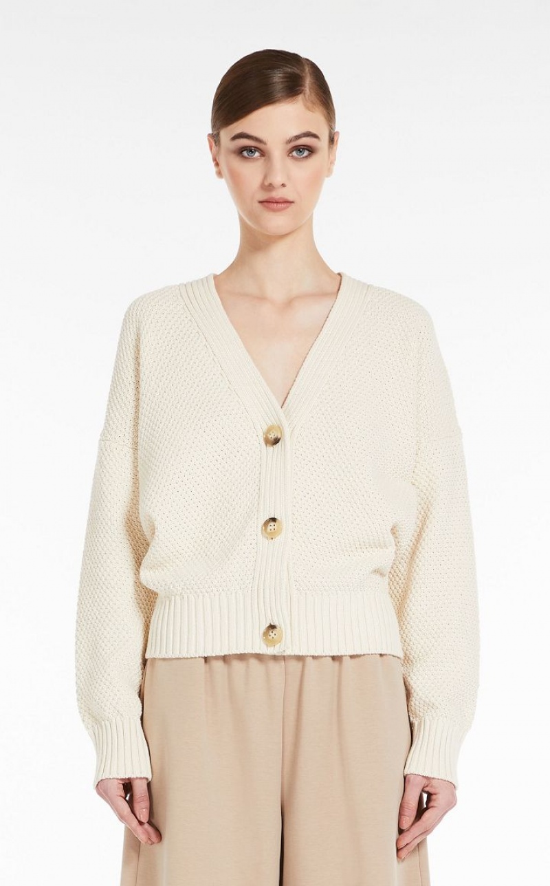 MaxMara Oversized Cotton Cardigan Knitwear IVORY | MMR593462