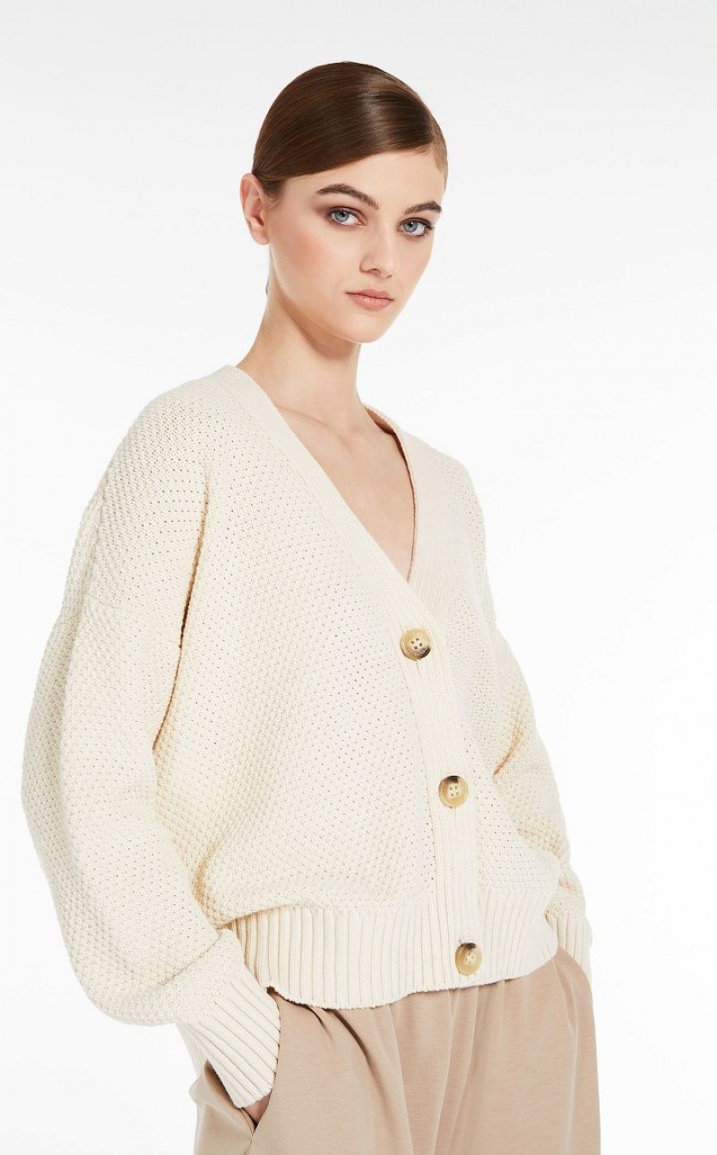 MaxMara Oversized Cotton Cardigan Knitwear IVORY | MMR593462