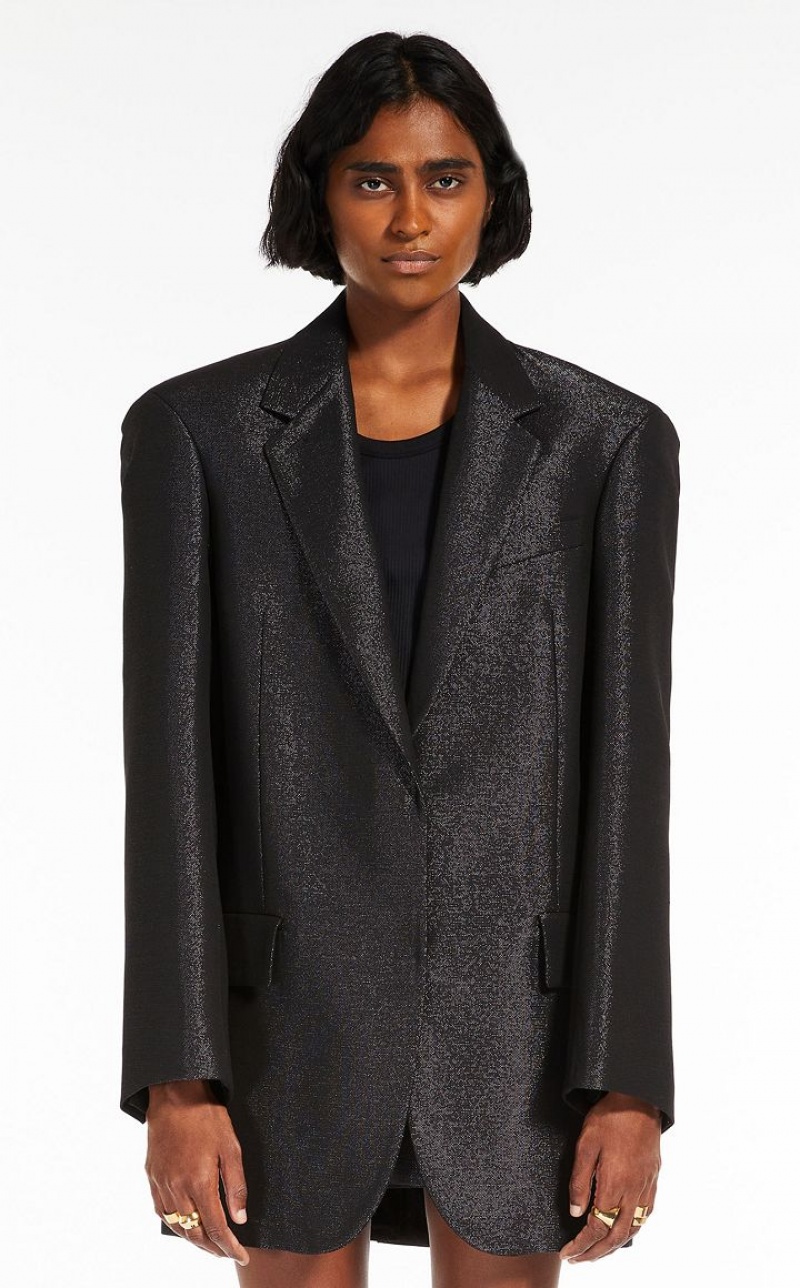 MaxMara Oversized In Metal Effect Fabric Blazers BLACK | MMR594080