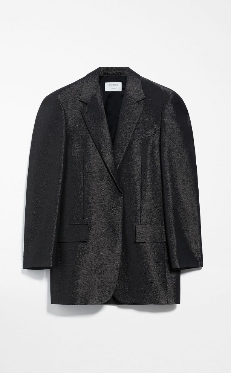 MaxMara Oversized In Metal Effect Fabric Blazers BLACK | MMR594080