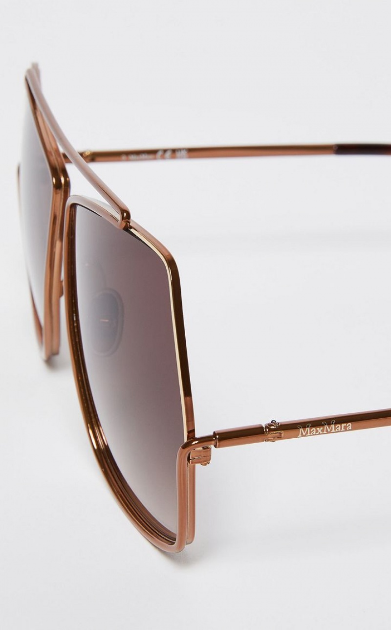 MaxMara Oversized Metallic Sunglasses BROWN | MMR594291