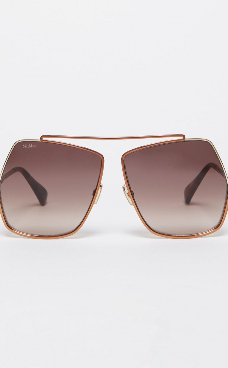 MaxMara Oversized Metallic Sunglasses BROWN | MMR594291