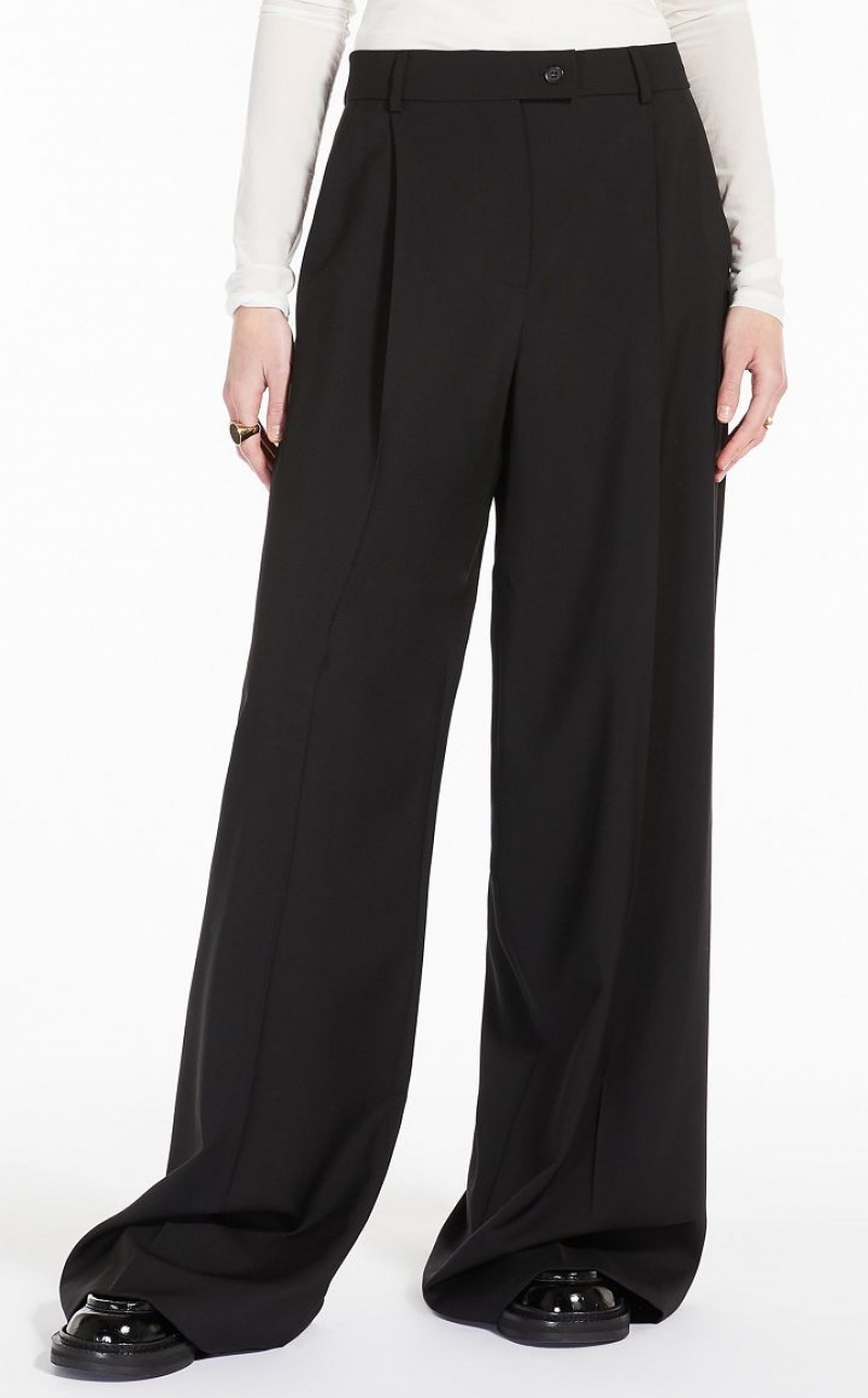 MaxMara Oversized Stretch Wool Trousers BLACK | MMR593788