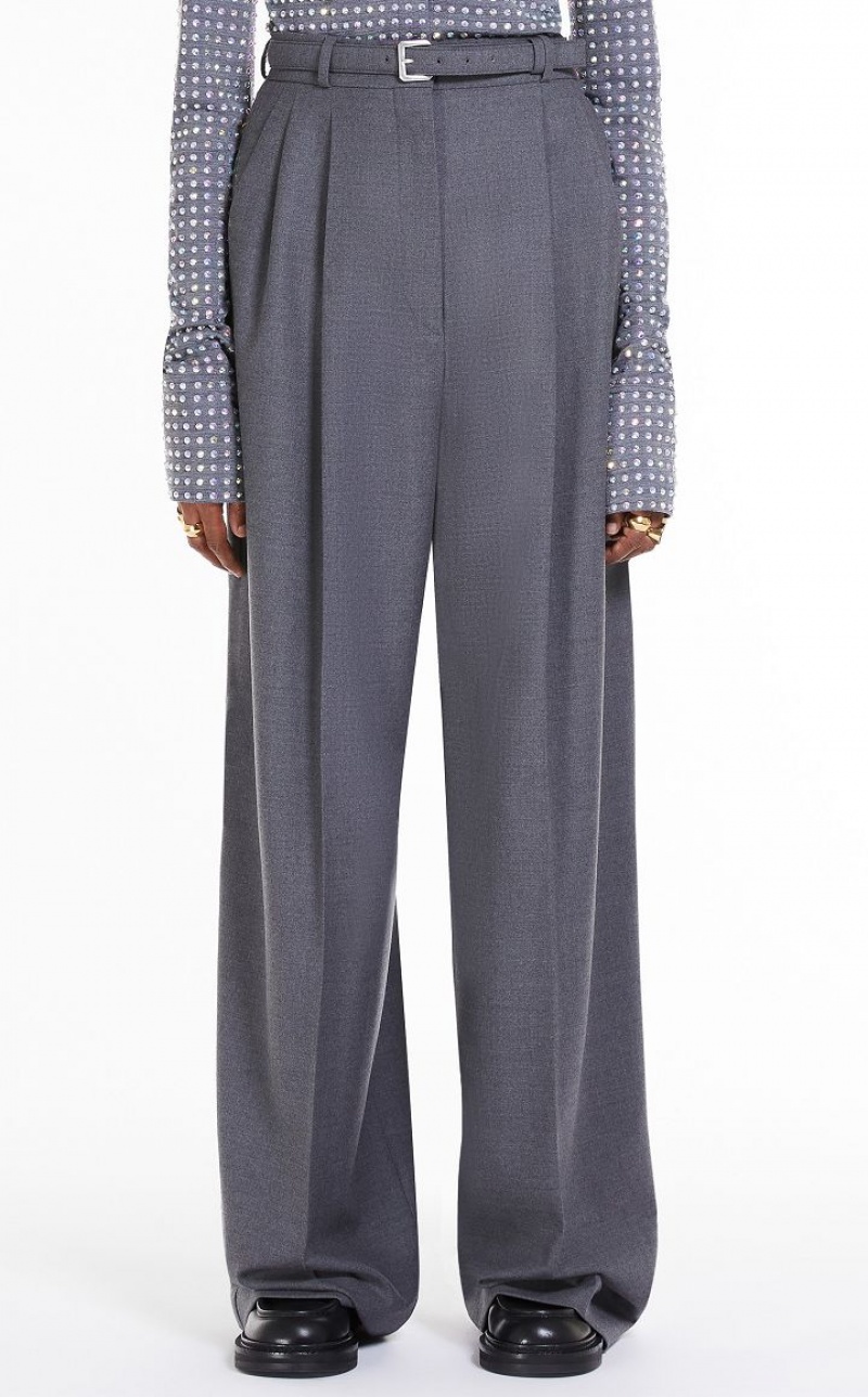 MaxMara Oversized Stretch Wool Trousers MEDIUM GREY | MMR593806