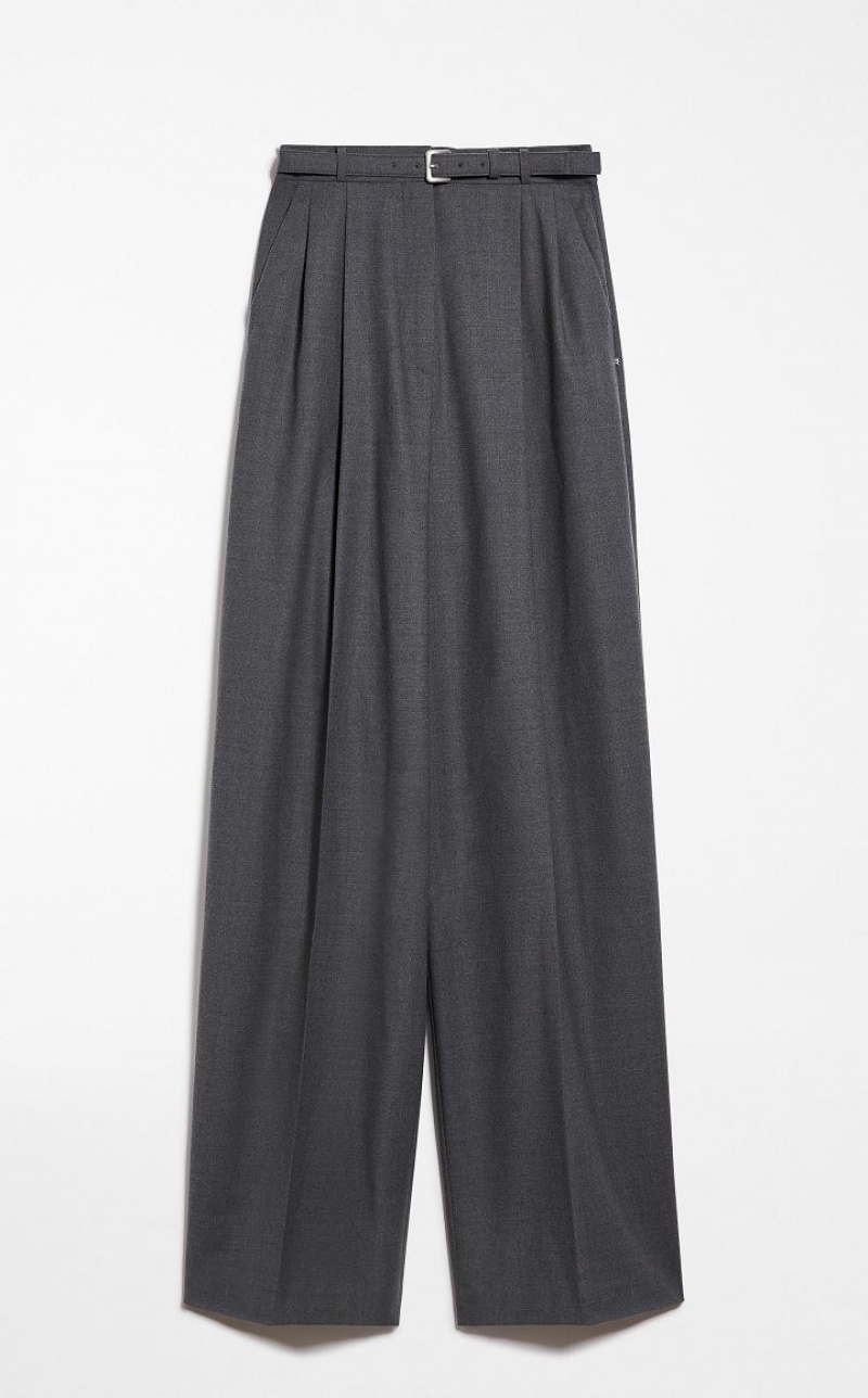 MaxMara Oversized Stretch Wool Trousers MEDIUM GREY | MMR593806