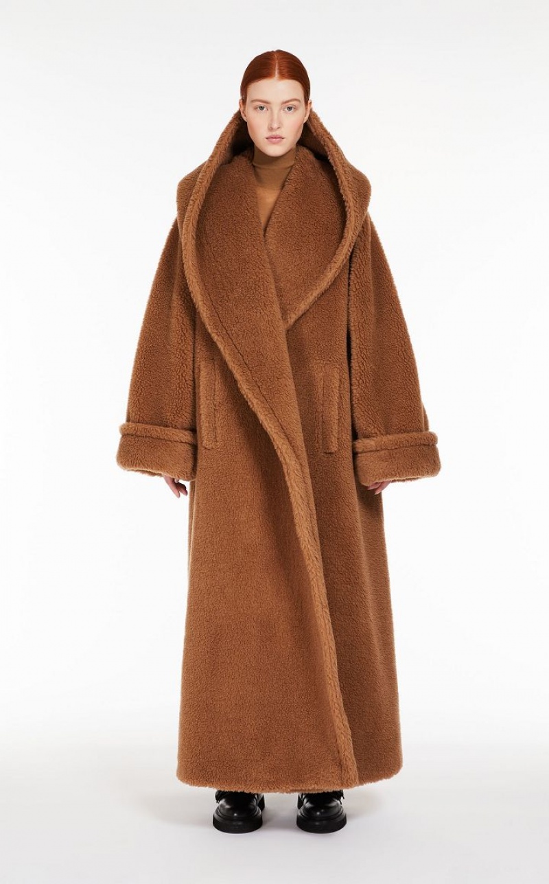 MaxMara Oversized Teddy Wrap Coats CAMEL | MMR593828