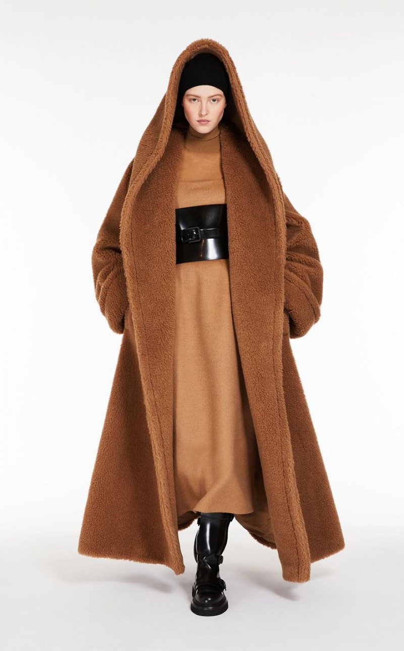 MaxMara Oversized Teddy Wrap Coats CAMEL | MMR593828