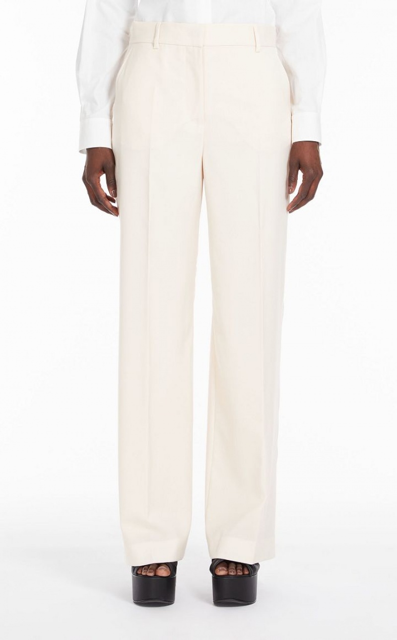 MaxMara Palazzo In Wool Trousers IVORY | MMR593786