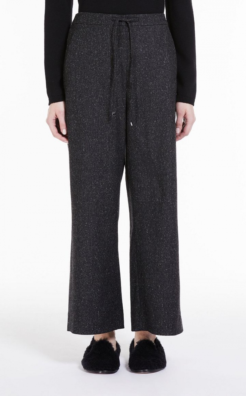 MaxMara Patterned Wool Joggers Trousers BLACK | MMR593820