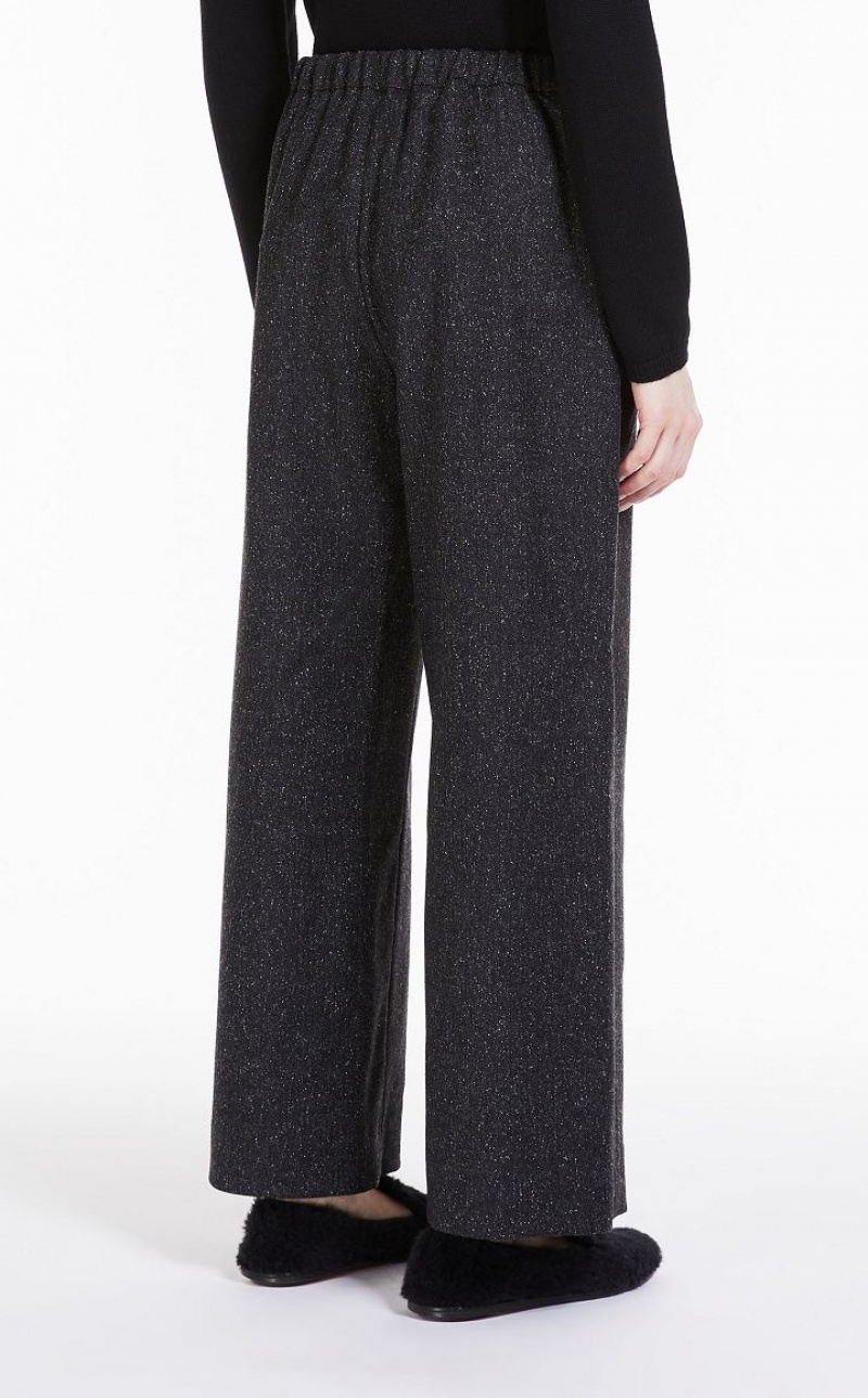 MaxMara Patterned Wool Joggers Trousers BLACK | MMR593820