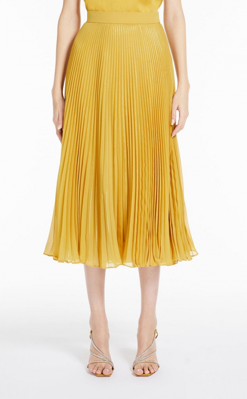 MaxMara Pleated Georgette Skirts OCHRE | MMR593714