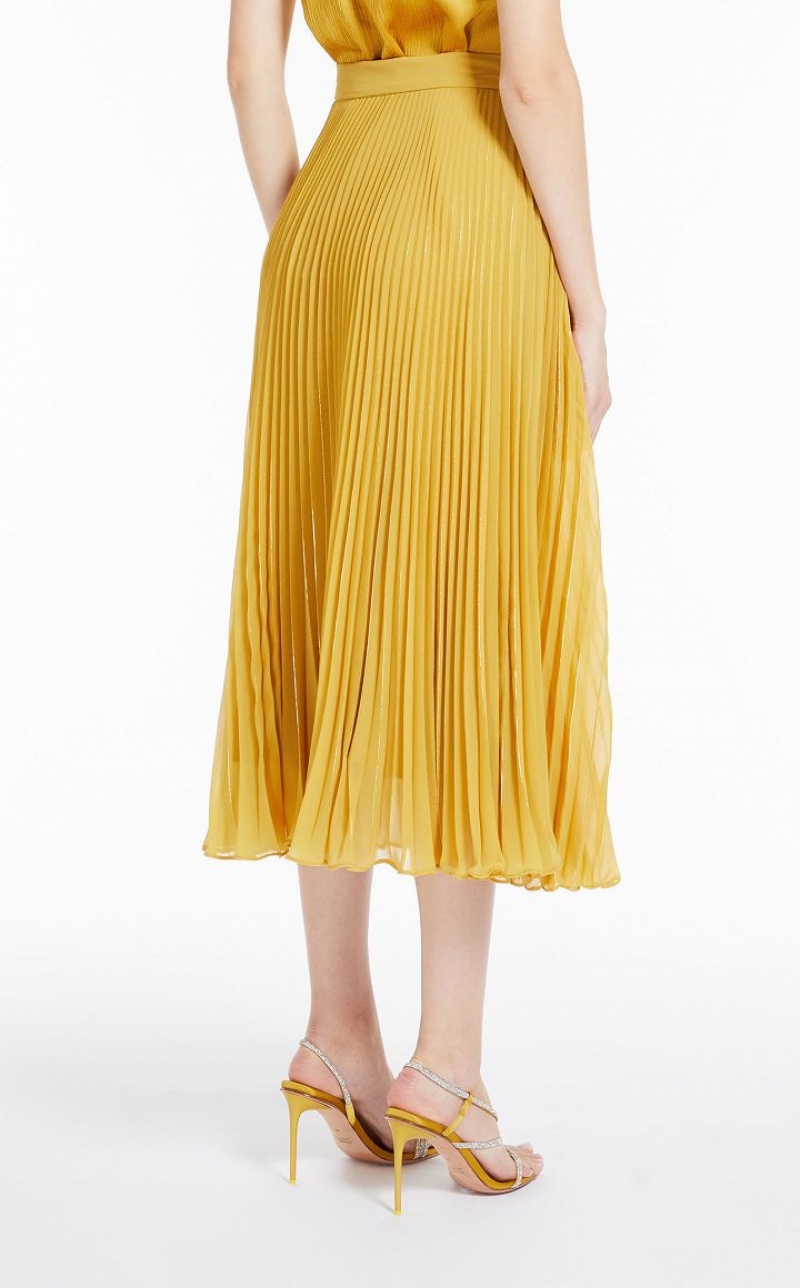 MaxMara Pleated Georgette Skirts OCHRE | MMR593714