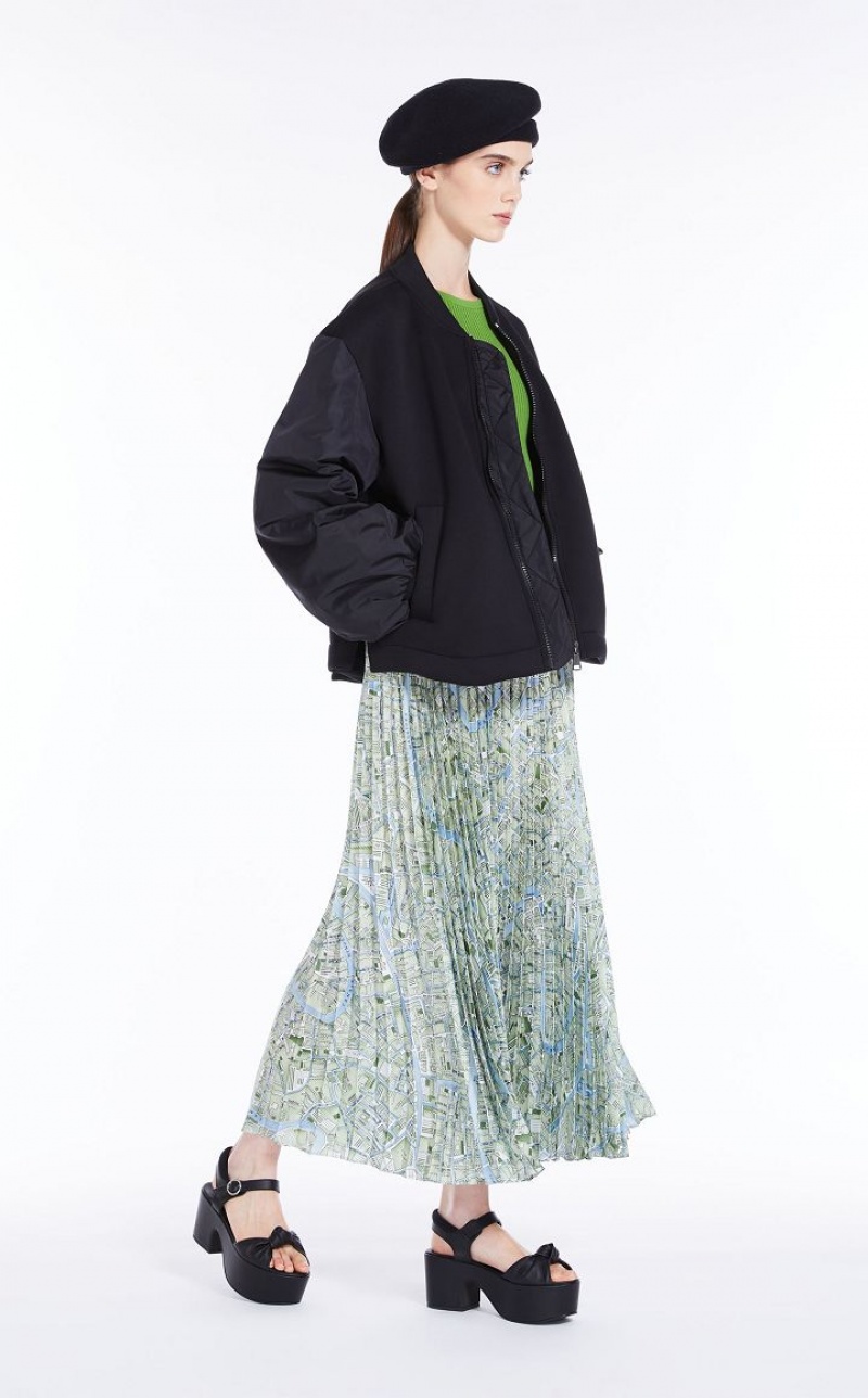 MaxMara Pleated In Printed Twill Skirts GREEN | MMR593715