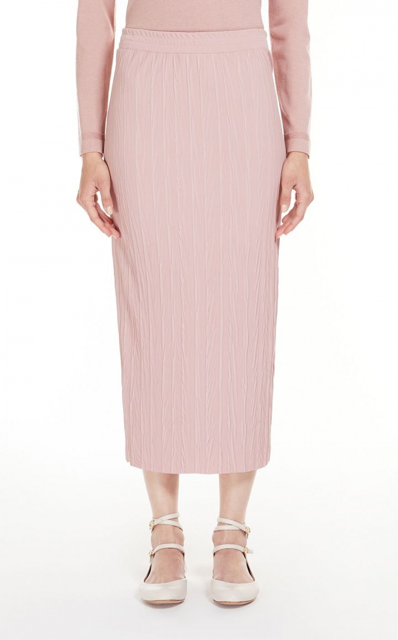 MaxMara Pleated Jersey Pencil Skirts PINK | MMR593691