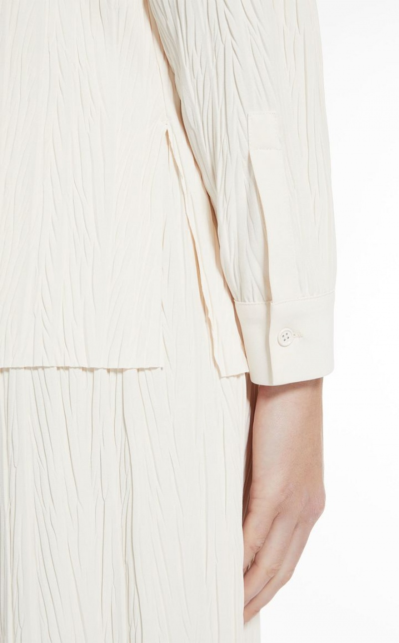 MaxMara Pleated Jersey Tops IVORY | MMR593642