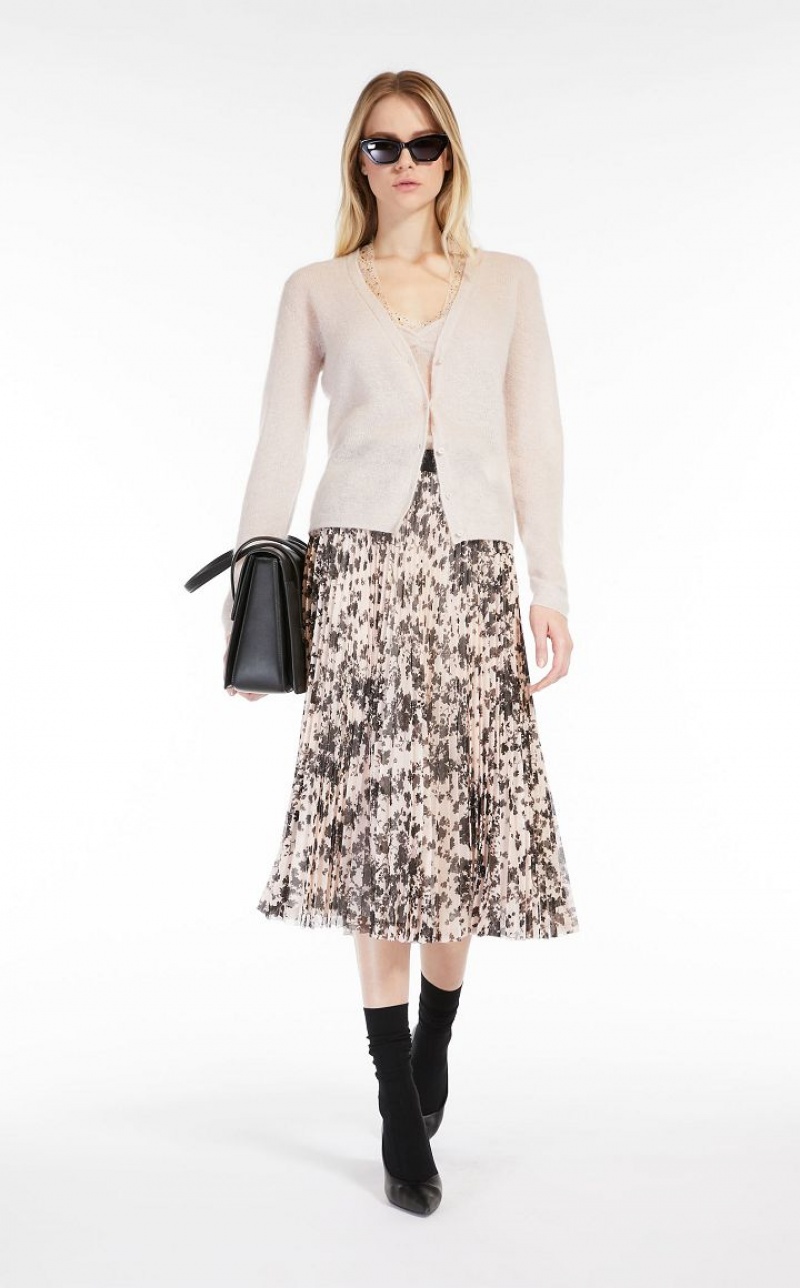 MaxMara Pleated Printed Tulle Skirts POWDER | MMR593680