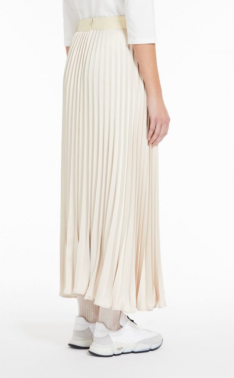 MaxMara Pleated Satin Skirts IVORY | MMR593733