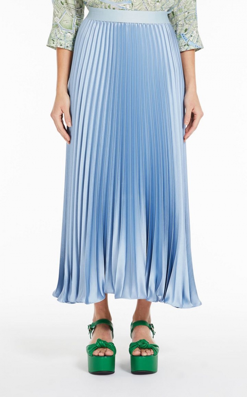 MaxMara Pleated Satin Skirts LIGHT BLUE | MMR593728