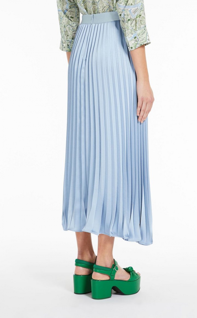 MaxMara Pleated Satin Skirts LIGHT BLUE | MMR593728