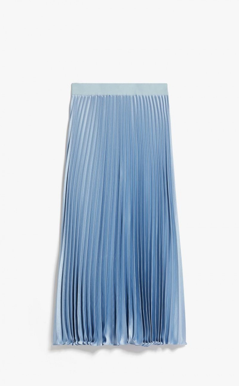 MaxMara Pleated Satin Skirts LIGHT BLUE | MMR593728