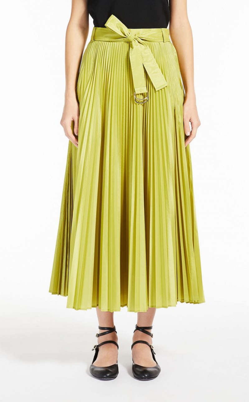 MaxMara Pleated Silk Blend Skirts LEMON | MMR593724