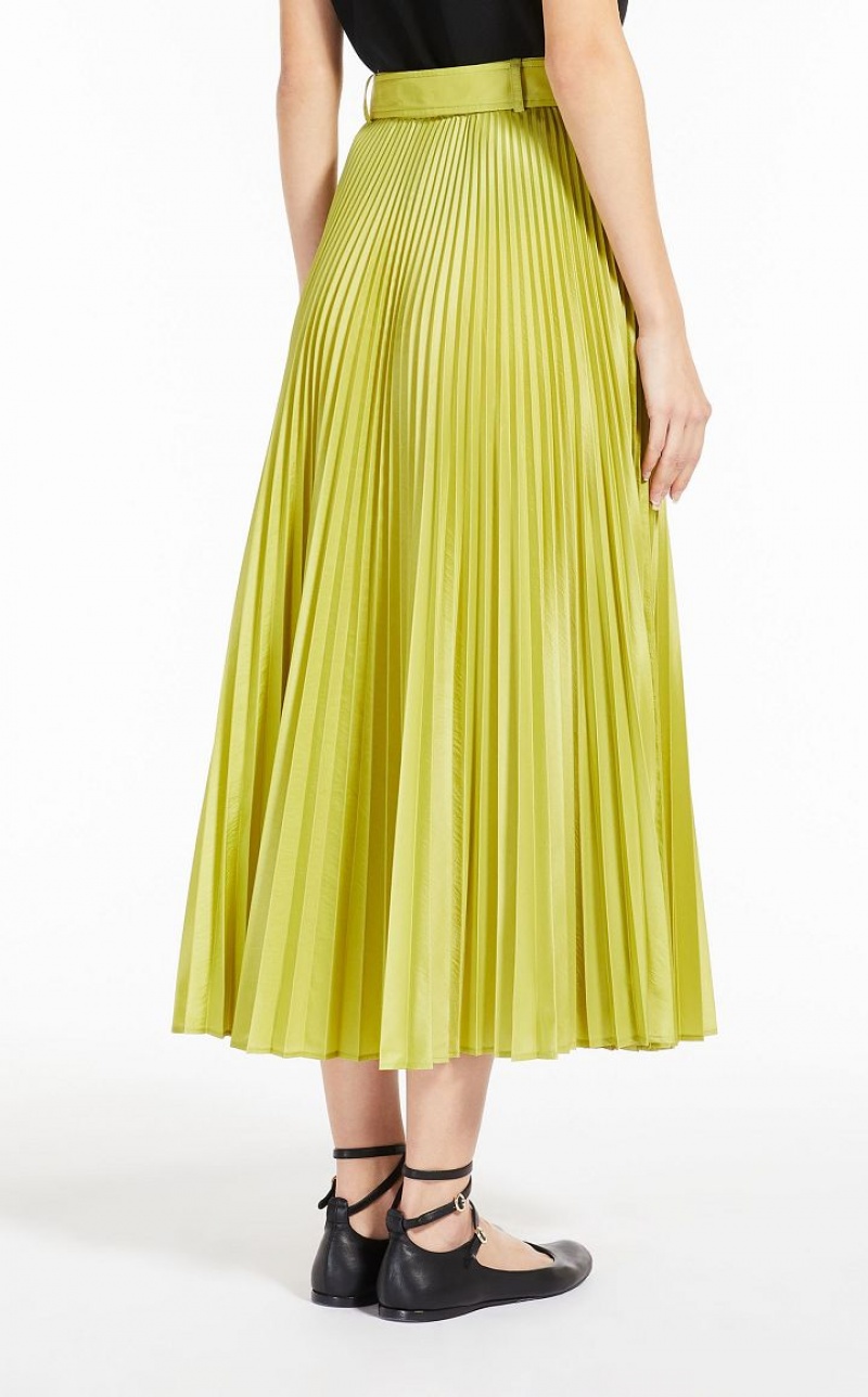 MaxMara Pleated Silk Blend Skirts LEMON | MMR593724