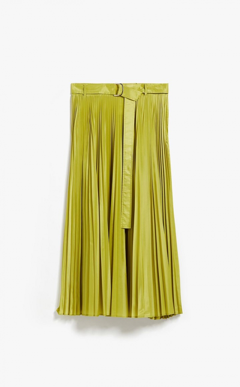 MaxMara Pleated Silk Blend Skirts LEMON | MMR593724