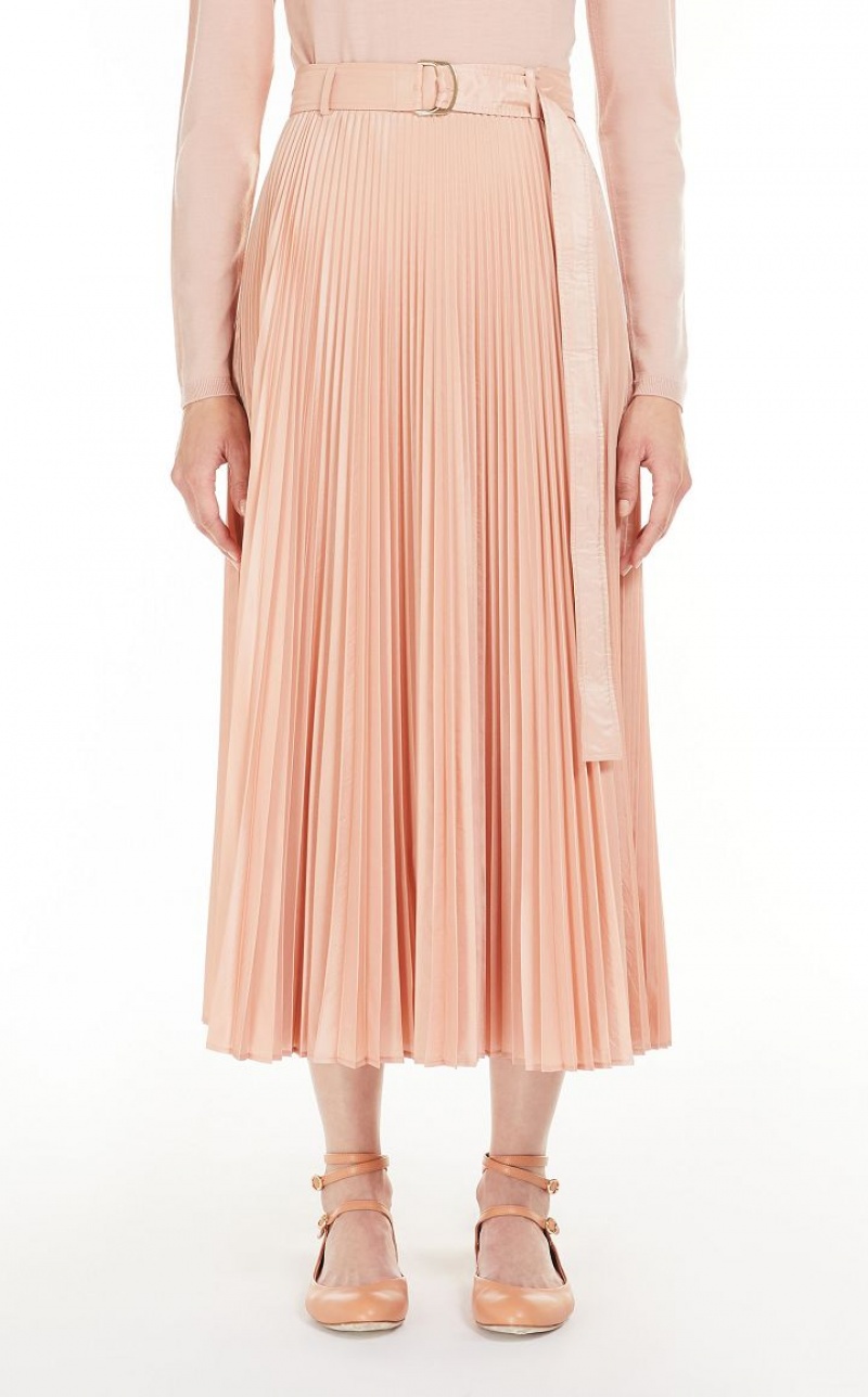 MaxMara Pleated Silk Blend Skirts PINK | MMR593718