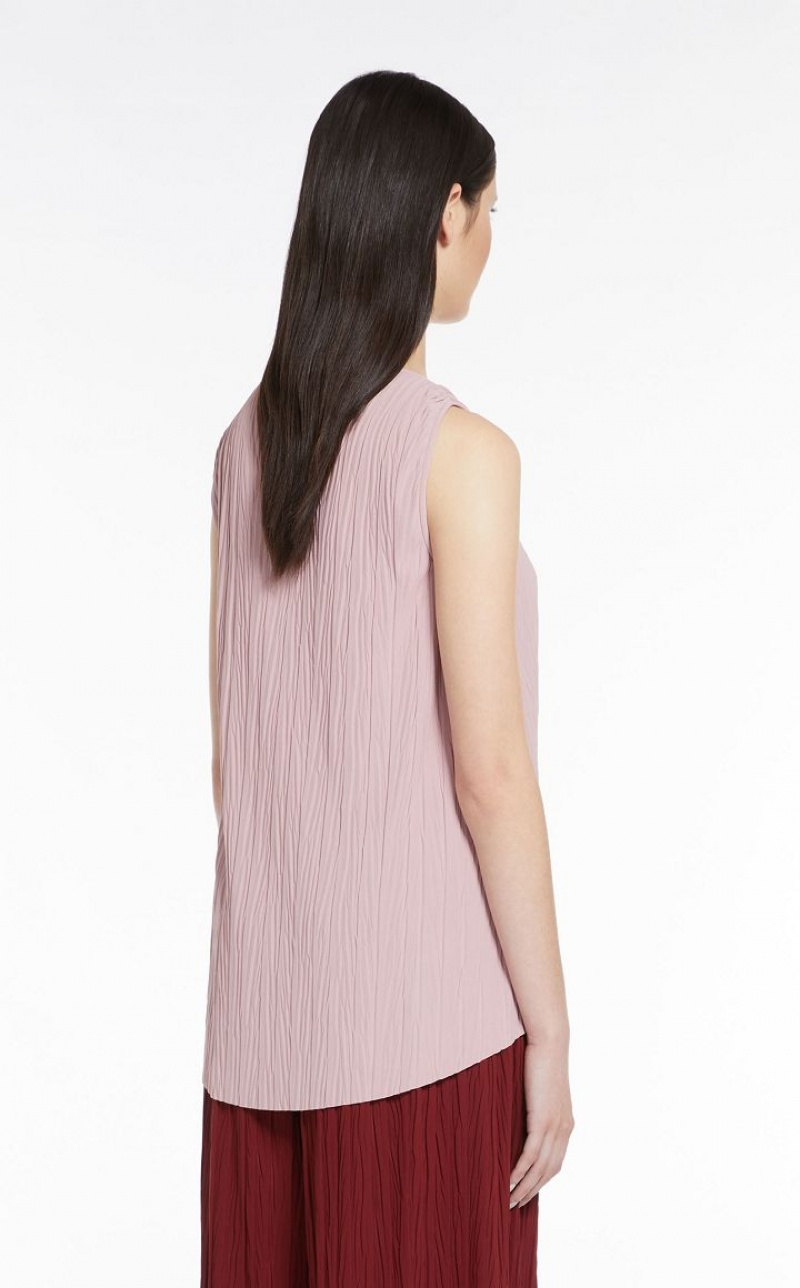 MaxMara Pleated Stretch Jersey Tops PINK | MMR593664