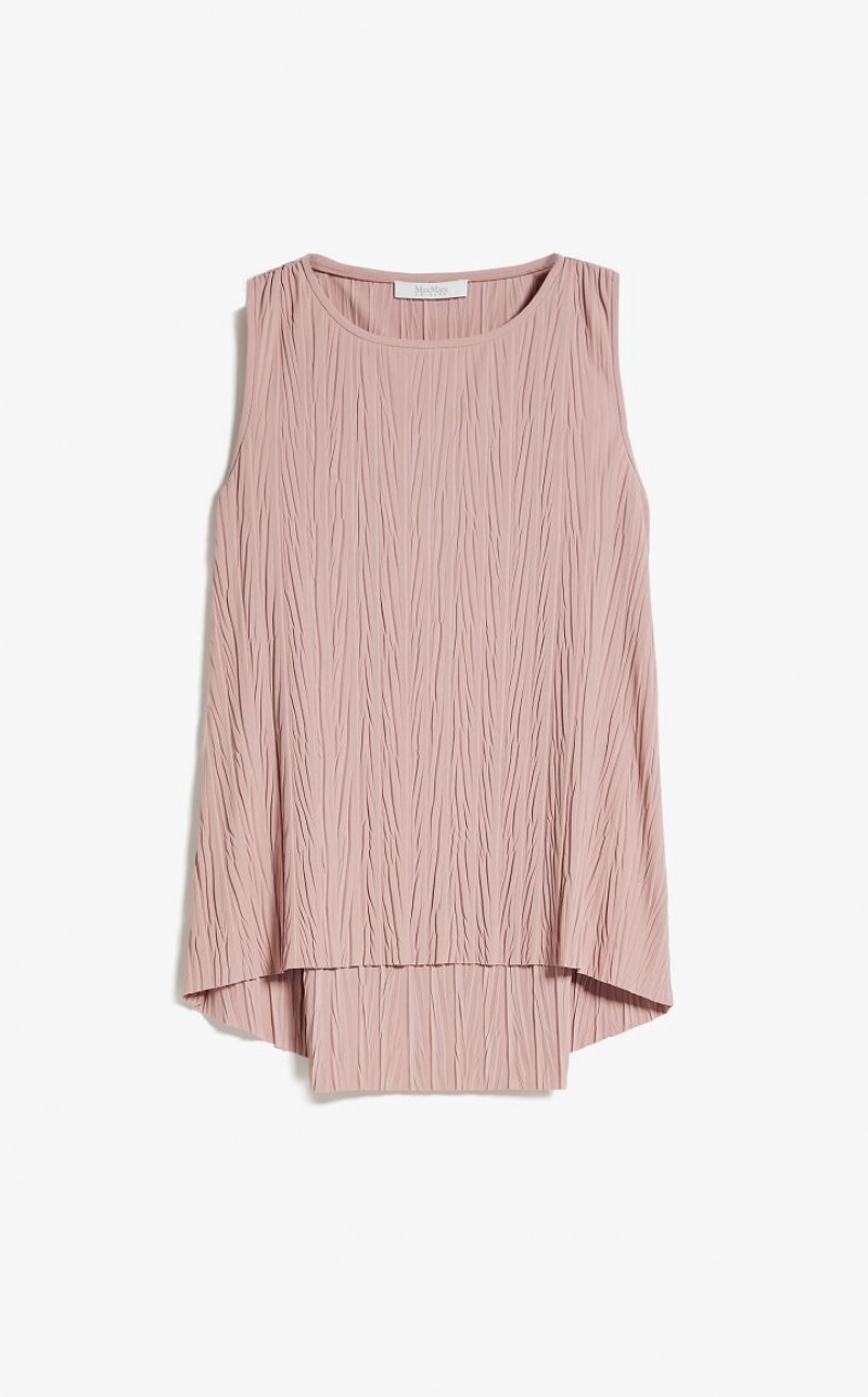 MaxMara Pleated Stretch Jersey Tops PINK | MMR593664