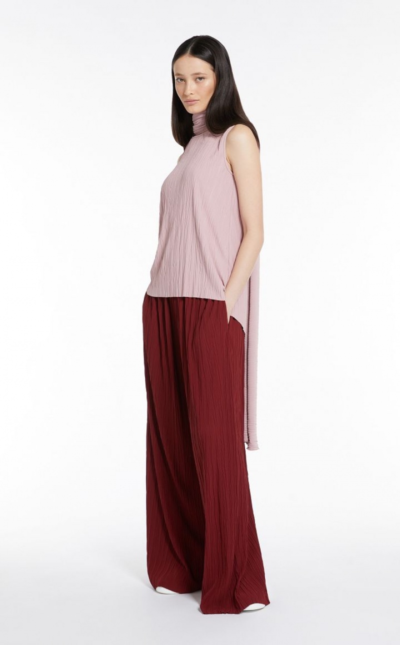 MaxMara Pleated Stretch Jersey Tops PINK | MMR593664