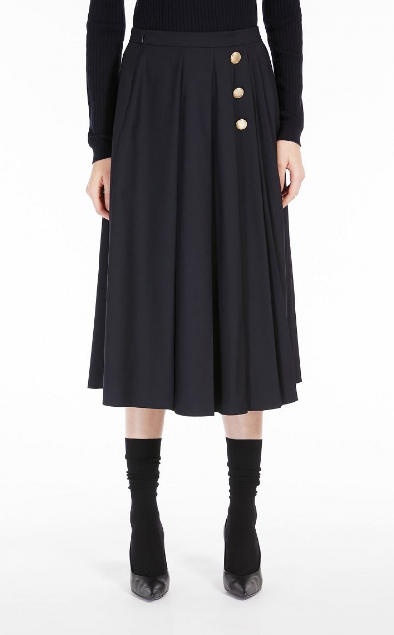 MaxMara Pleated Wool Skirts NAVY | MMR593710