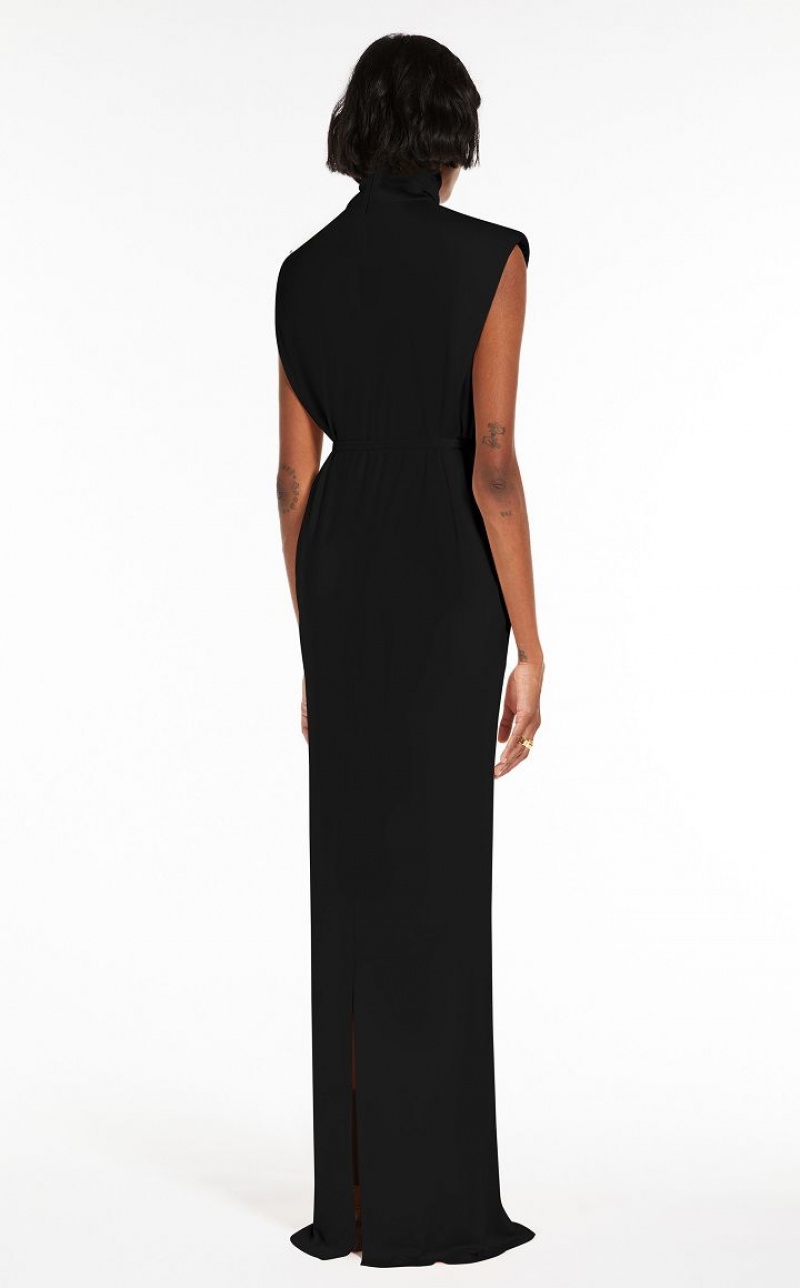 MaxMara Polo Neck Jersey Dresses BLACK | MMR593295